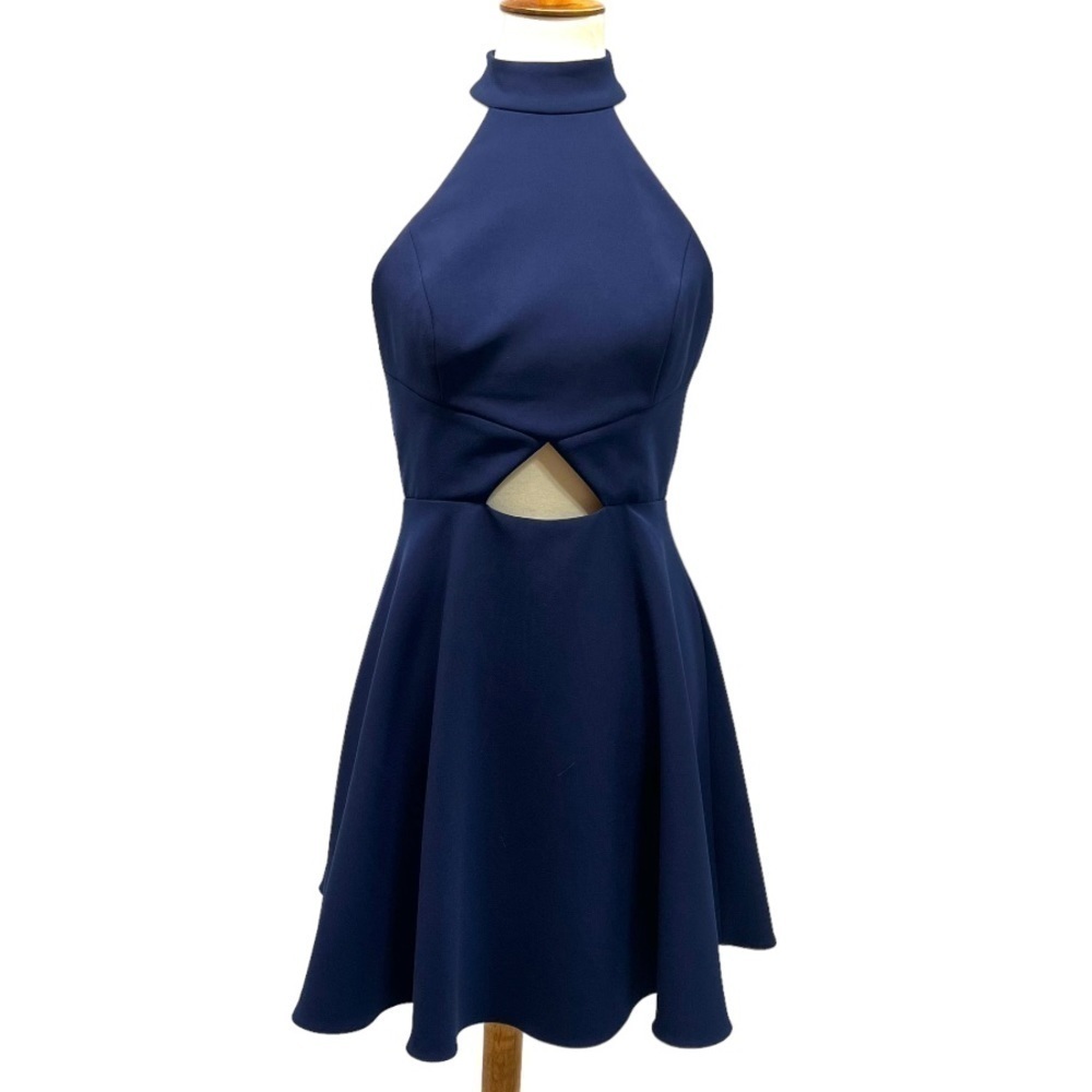 Jay Godfrey Navy Blue Cutout Halter Neck Skater Cocktail Dress Women’s 4 - Picture 4 of 14